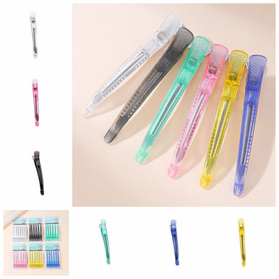 6gab./komplektā Long No Crease Hair Clip Candy Colors Pink Blue Duckbill Clip Frizieru veidošanas rīks Sākums