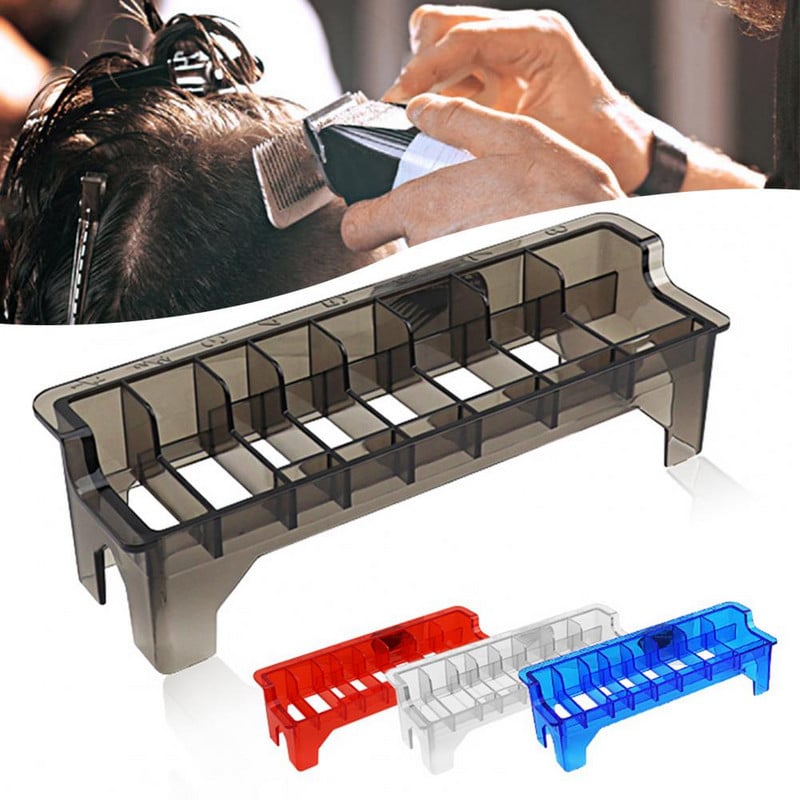 Juukselõikuri nagi praktiline korduvkasutatav piiriga kammihoidja Ažuurne läbipaistev juukselõikuri korraldaja salongi juuksuritööriist