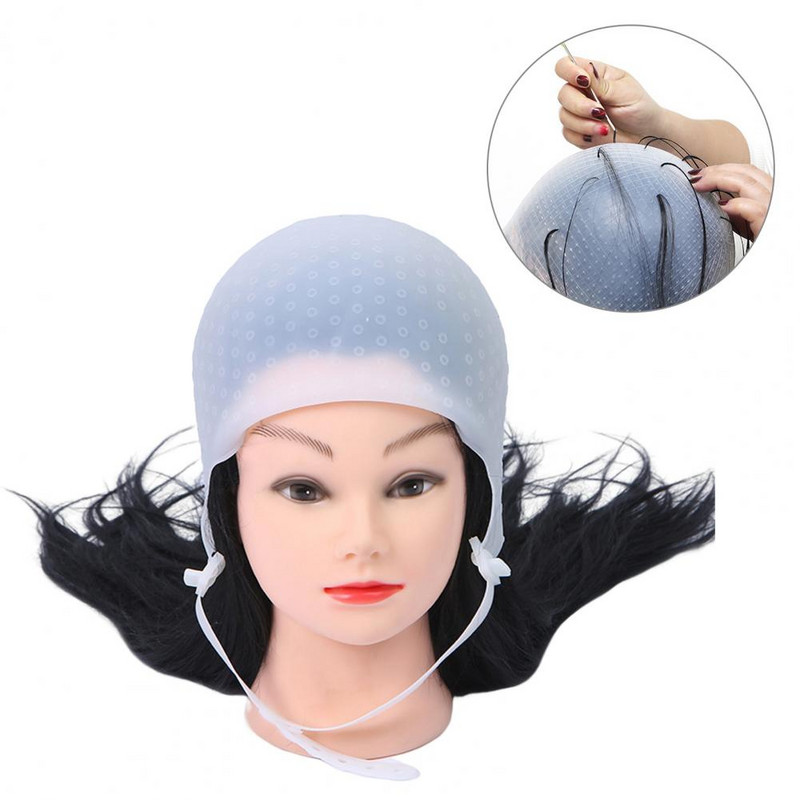 Pălărie pentru evidențierea părului cu găuri pentru ac Instrument de coafură reutilizabil din silicon Cataramă reglabilă Pălărie pentru vopsirea părului Accesorii pentru salon de acasă