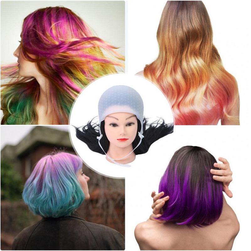 Pălărie pentru evidențierea părului cu găuri pentru ac Instrument de coafură reutilizabil din silicon Cataramă reglabilă Pălărie pentru vopsirea părului Accesorii pentru salon de acasă