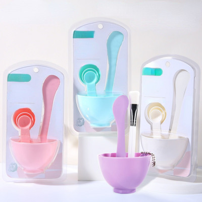 Set de instrumente de machiaj cu perie de amestecare bol de mască de bricolaj 6 buc. Set de instrumente de machiaj 4 în 1 pentru îngrijirea pielii de frumusețe cu perie Kit de linguriță de măsurare în băț.