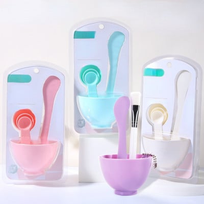 Set de instrumente de machiaj cu perie de amestecare bol de mască de bricolaj 6 buc. Set de instrumente de machiaj 4 în 1 pentru îngrijirea pielii de frumusețe cu perie Kit de linguriță de măsurare în băț.
