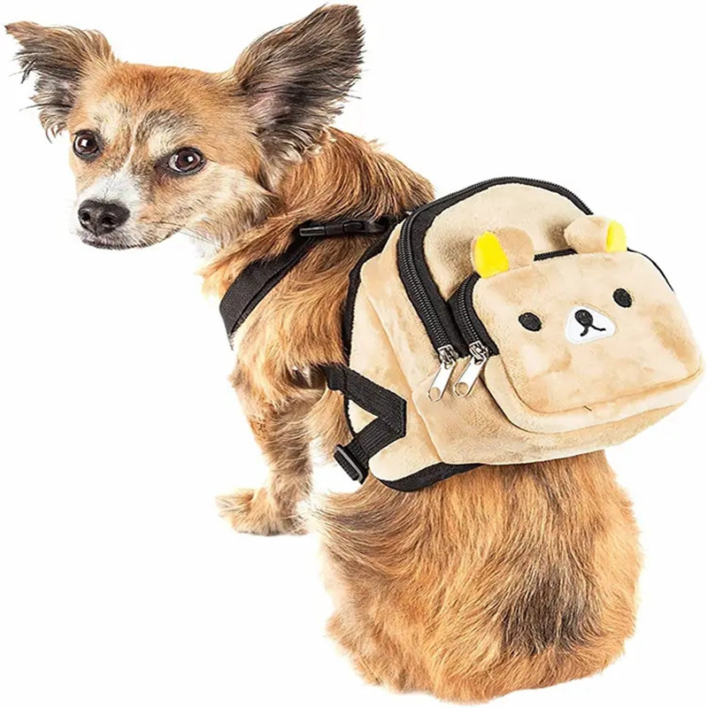 Aranyos kültéri kisállat hátizsák uzsonnás táskák kis kutyusoknak Hátsó mellkasi heveder hám nyereg zsebbel kiskutya állat mopsz macska nyakörvvel