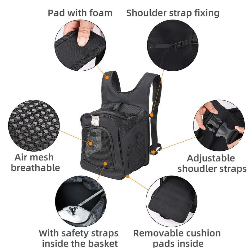 Naminių gyvūnėlių kuprinė Kvėpuojantis šunų kelioninis krepšys su ventiliuojamu tinkleliu laisvų rankų kuprinė, skirta žygiams Mažos vidutinės katės šunys augintiniai