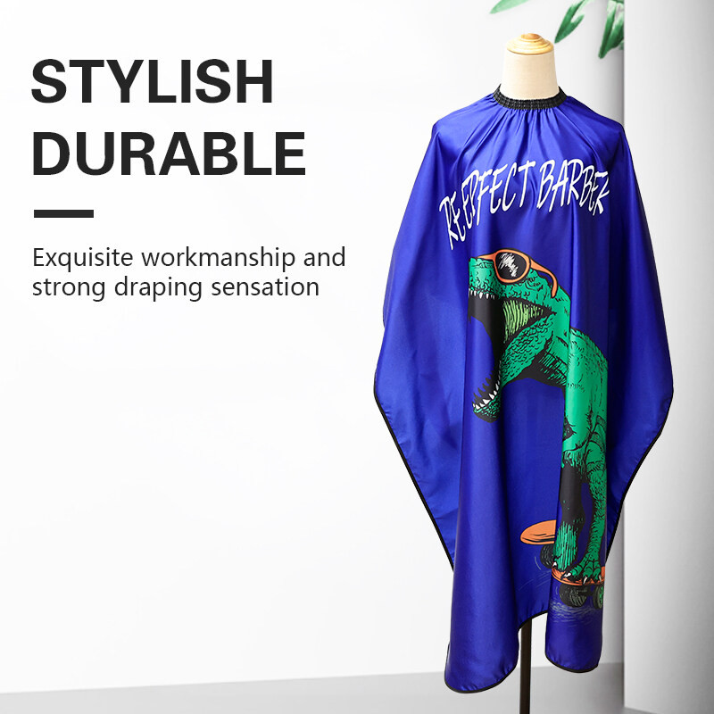 Laste juuksur Cape Kid Dinosaurus Multifilm Muster Juukselõikus Kangas Salong Veekindel juuksuri põlle Juukse kujundamise tööriist