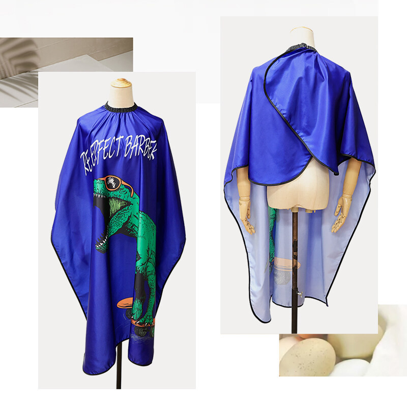 Laste juuksur Cape Kid Dinosaurus Multifilm Muster Juukselõikus Kangas Salong Veekindel juuksuri põlle Juukse kujundamise tööriist