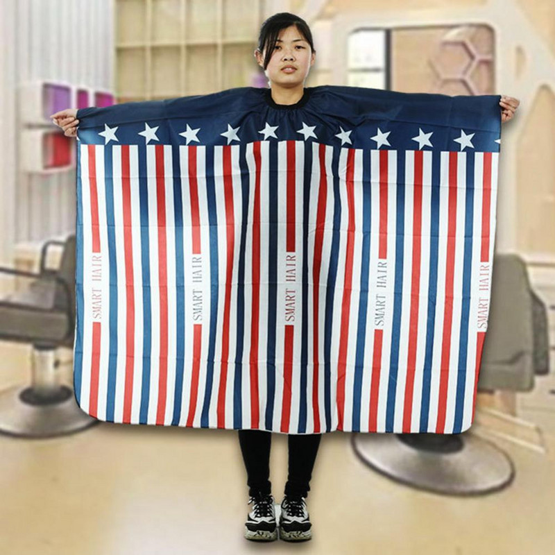 Rochie de pelerină de salon pentru adulți, cu dungi antistatice, șorț acasă tuns cu litere cu stea