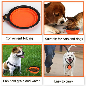 350ML Dog Bowl Преносима сгъваема купа за домашни любимци Сгъваема силиконова купа за вода за куче Пътуване на открито Контейнер за храна за кученца Хранилка