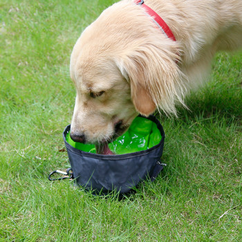 Big Volume Dog Drinking Container Πτυσσόμενο μπολ με νερό για σκύλους Τσάντα αποθήκευσης τροφίμων Υπαίθρια πεζοπορία Ταξίδι Πτυσσόμενο μπολ για κατοικίδια 1100ML