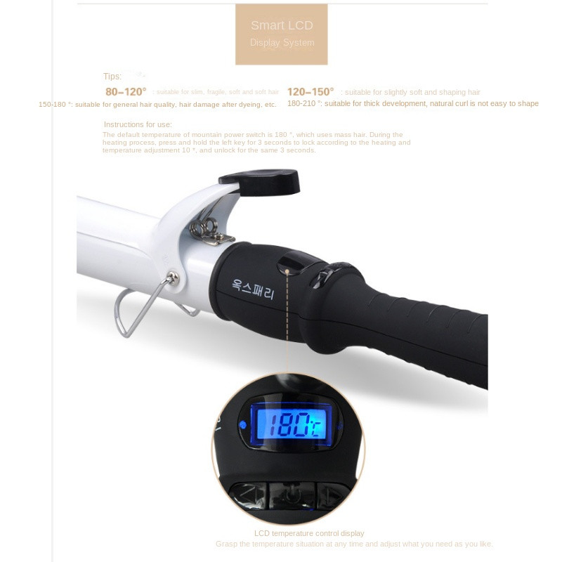 Beállító LCD Hajgöndörítő Kerámia máz Hosszabbító Hőmérséklet Hajgöndörítő vasalók Professzionális hajformázó eszközök