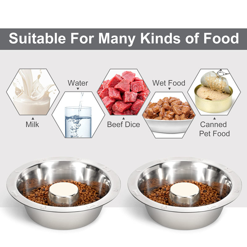 Benepaw roostevabast terasest aeglase söötjaga koerte kausid, ahmimisvastased lemmikloomade lõbu aeglase söötmise nõud Pusle väikesele keskmisele suurele tõule