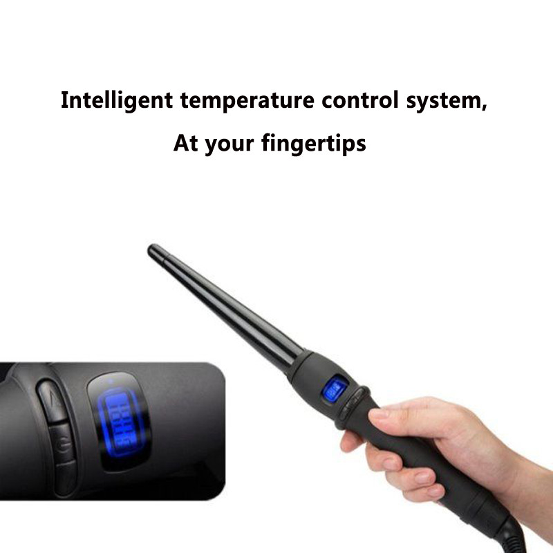 LCD suktukai kūginiai garbanojimo geležies vieno vamzdelio keramikos glazūra kriaušės gėlės kūgio elektriniai plaukų garbanoti lazdelės voleliu formavimo įrankiai