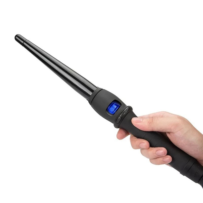 LCD suktukai kūginiai garbanojimo geležies vieno vamzdelio keramikos glazūra kriaušės gėlės kūgio elektriniai plaukų garbanoti lazdelės voleliu formavimo įrankiai