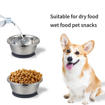 Купа за кучета Benepaw от неръждаема стомана Издръжлива нехлъзгаща се без разливане храна за домашни любимци Съдове за храна за кученца с вода и силиконов смукателен диск