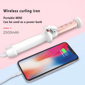 LR mini juhtmeta keraamiline juuksekoolutaja USB Laetav lokirulli lokirull Kuumad tööriistad Lainelised juuste kujundamise võlukepp