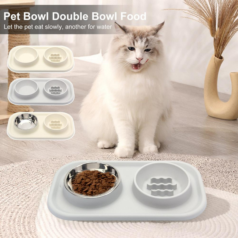 Aeglane söötmine lemmikloomakauss, silikoonist kahekordne koerakauss, aeglane söötmine lämbumisvastane toit veesöötur Aeglane söötja koerakauss lemmikloomatarbed