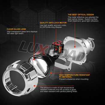 2,5-инчови биксенонови лещи Мини проекторни лещи за фарове H7 H4 9005 9006 Преоборудване Използвайте H1 Xenon HID LED крушки Автомобили