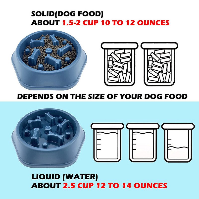 Egészséges táplálkozás Anti Pet Bowl Közepes méretű tál lassú adagoló, kis megállás, nem nyelés, puffadás ellen Lassú kutyák Kutyacsúszás evés interaktív