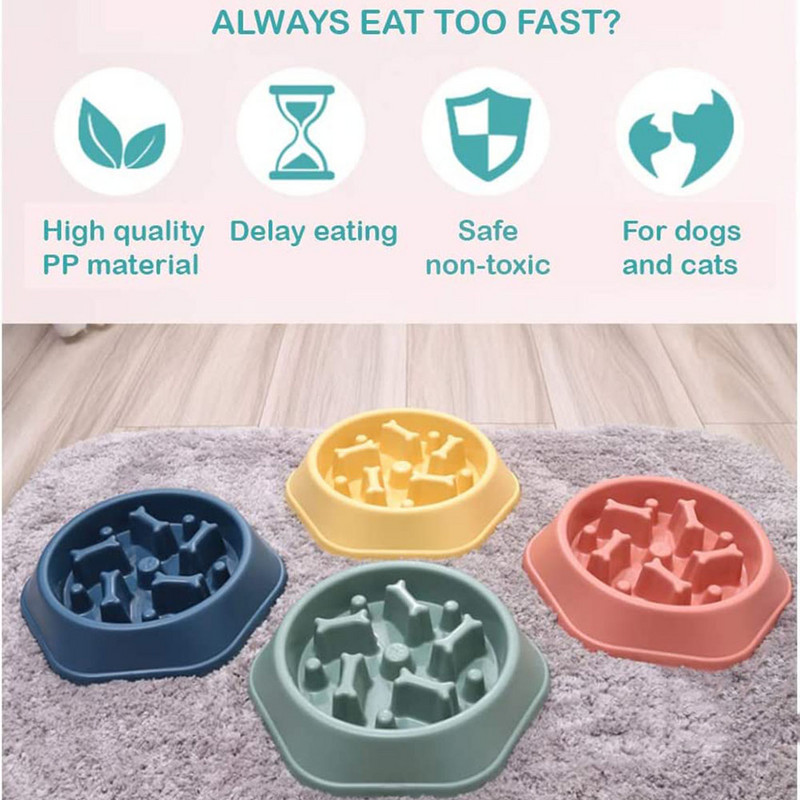 Egészséges táplálkozás Anti Pet Bowl Közepes méretű tál lassú adagoló, kis megállás, nem nyelés, puffadás ellen Lassú kutyák Kutyacsúszás evés interaktív