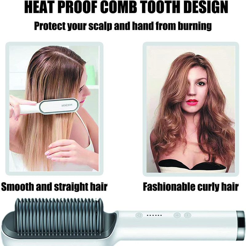 2 σε 1 ίσιωμα και θέρμανση μπούκλας Μικρή χτένα ισιωτική βούρτσα μαλλιών Φορητή κεραμική ηλεκτρική ιοντική βούρτσα μαλλιών Εργαλεία μαλλιών