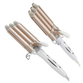 Garbanojimo geležis, 3 cilindrai, greitai įkaistantis plaukų bangavimas, reguliuojama temperatūra, elektrinis keraminis suktukas, JAV kištukas 22 mm