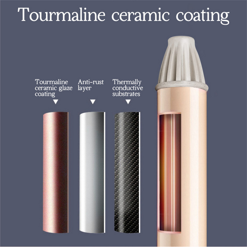 Garbanojimo geležis, 3 cilindrai, greitai įkaistantis plaukų bangavimas, reguliuojama temperatūra, elektrinis keraminis suktukas, JAV kištukas 22 mm