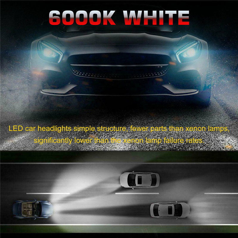 CAR H7 H4Combo LED priekinių žibintų rinkinio lemputės tolimųjų artimųjų šviesų 60W 52000LM 6000K rinkinys Automobilių priekinių žibintų lemputės (LED) Automobilių žibintai Automobiliai, dalis