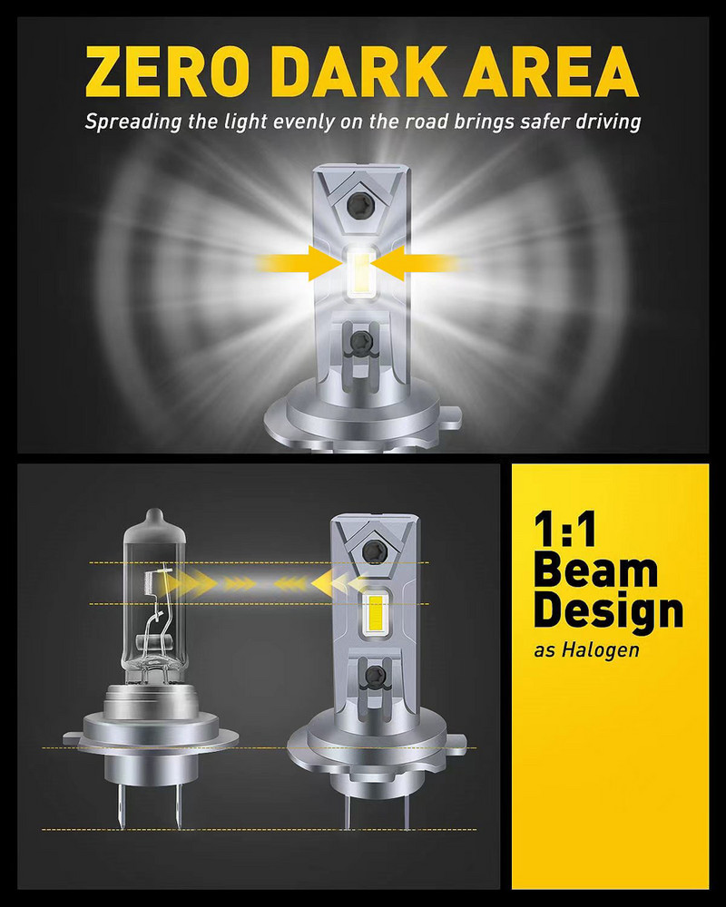 2vnt X5 Turbo H7 LED lemputės Wirelass CSP Chip High Power 120W 58000LM Skirtas Mercedes W211 W203 automobilio priekinių žibintų priekinių žibintų rūko žibintas