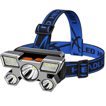 Челник, USB зареждане, Abs за къмпинг и приключения на открито Надстройка на фенерче, монтирано на главата P900, петядрено фенерче с глава на фитил