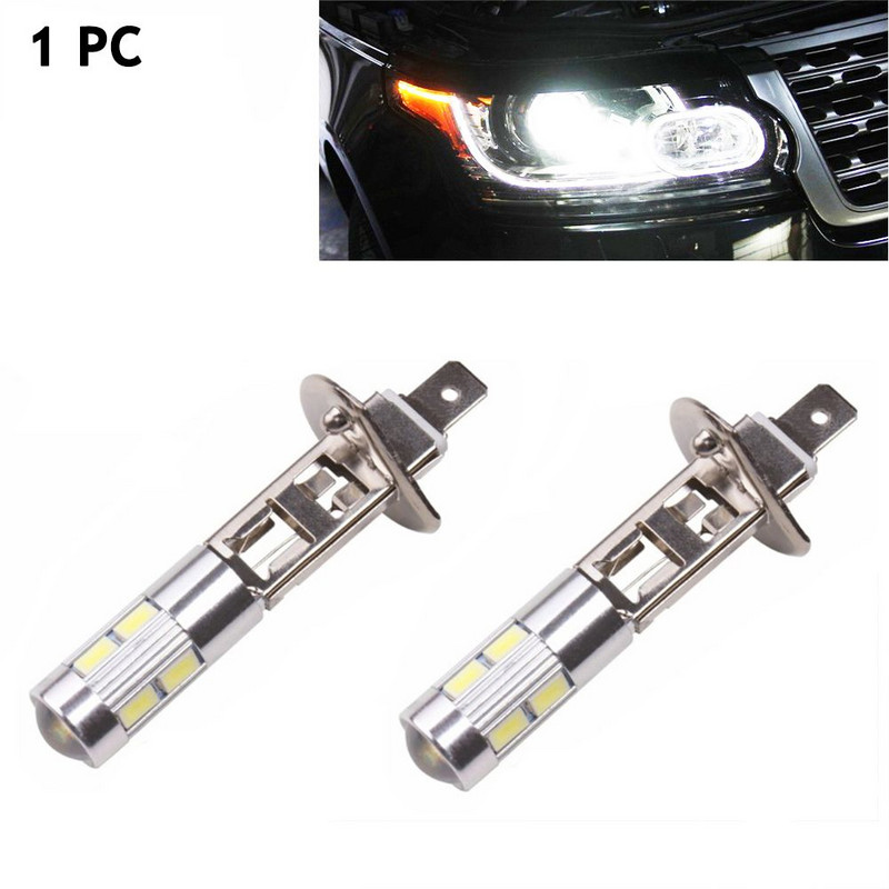 1PC 5630 SMD 10 LED H1 6000K automobilio žibintas rūko vairavimo lemputės priekinis žibintas DC 12V priekinio žibinto vairavimo lemputė balta vidaus posūkio signalai
