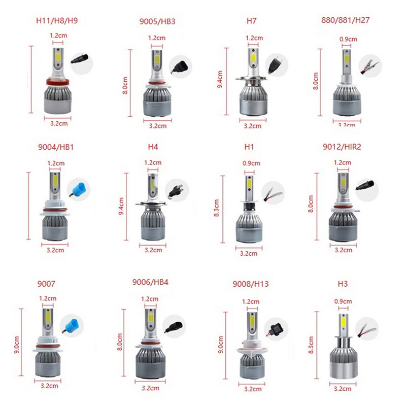 Becuri LED H4 pentru faruri 880 881 9004 9007 9008 9012 H1 H3 H7 H8 H11 HB3 HB4 9005 9006 3000K 6000K C6 Faruri auto Lampă de ceață