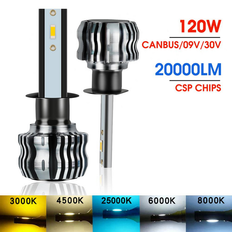 LED automobilio priekinis žibintas H1 H3 H4 H7 H8 H9 H11 lempos 4500K 6500K 8000K priekinių žibintų lemputės automobilio automatinis rūko žibintas 20000LM automobilių lempos