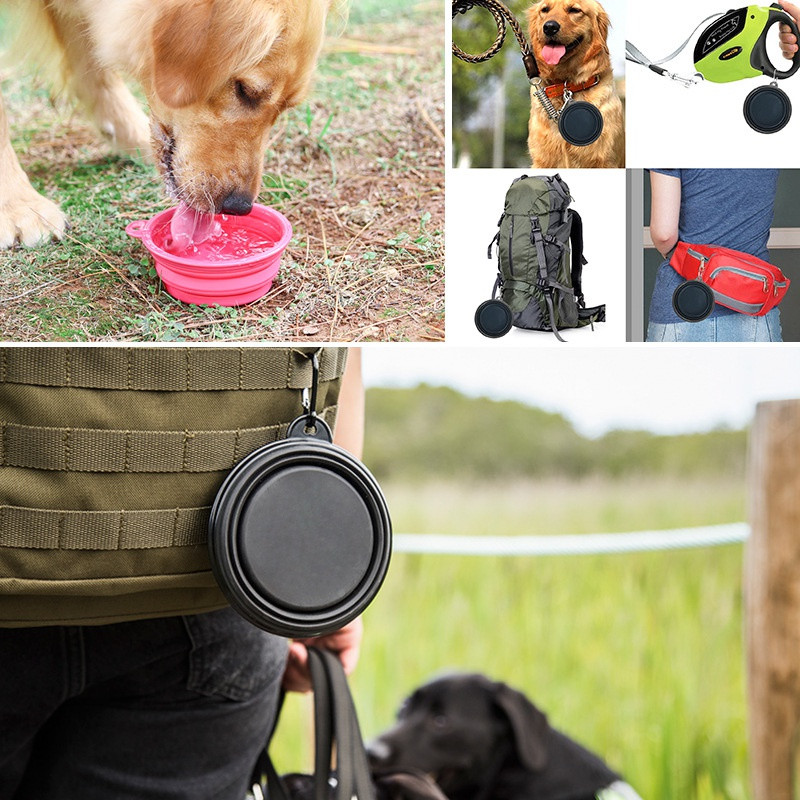 Φορητό μπολ σιλικόνης ταξιδιού για σκύλους Φορητό πτυσσόμενο πτυσσόμενο κατοικίδιο ζώο γάτας σκύλου Τροφή με νερό Ταξίδι για εξωτερικό μπολ Αξεσουάρ για κατοικίδια