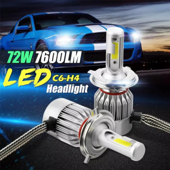 2PCS C6 автомобилни LED фарове 80W висока мощност ултра ярки прожектори LED фарове Автомобилни фарове