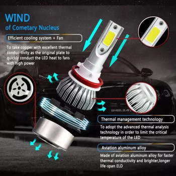 2 ΤΕΜ C6 Αυτοκινήτων LED Προβολείς 80W Υψηλής ισχύος Εξαιρετικά Φωτεινός Προβολέας LED Προβολείς Αυτοκινήτου