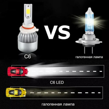 2PCS C6 автомобилни LED фарове 80W висока мощност ултра ярки прожектори LED фарове Автомобилни фарове