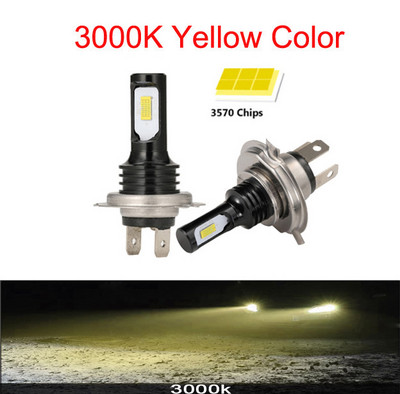 2Gb H4 H7 LED 12000LM CSP Auto priekšējais lukturis H1 H8 H9 H11 Spuldze H3 9005 9006 880 881 PXS24W Auto miglas apgaismojums 12V 24V Balts Dzeltens