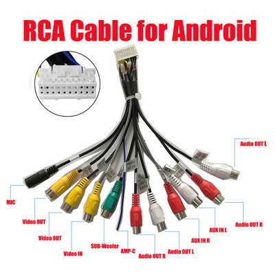 Android rádió Autós tartozékok RCA kimeneti vezeték Aux-in mélynyomó mikrofon Adapter 20 Pin univerzális kábel PX6-hoz