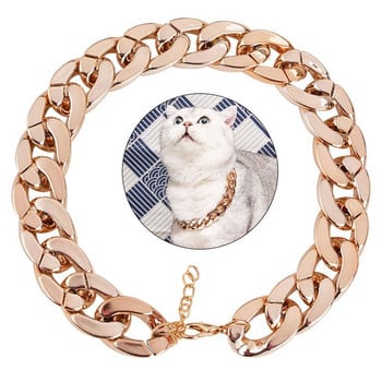 Pet Dog Cat Chain Collar Puppy Колие Персонализирана 36 см розово златна верига Мощна пластмаса за кучета Бижута Аксесоари за домашни любимци