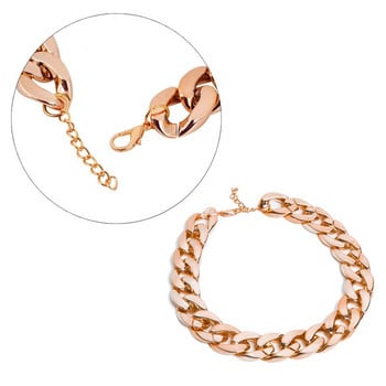 Pet Dog Cat Chain Collar Puppy Колие Персонализирана 36 см розово златна верига Мощна пластмаса за кучета Бижута Аксесоари за домашни любимци