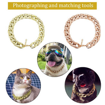 Pet Dog Cat Chain Collar Puppy Колие Персонализирана 36 см розово златна верига Мощна пластмаса за кучета Бижута Аксесоари за домашни любимци