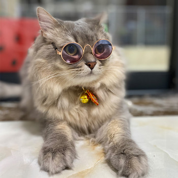 Винтидж кръгли котешки слънчеви очила Очила за отражение Очила Продукти за домашни любимци за кучета Коте Куче Аксесоари за котки за малки кучета