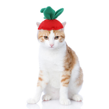 Сладка шапка за домашен любимец с листни ягоди, плодов парти костюм, безопасни за животни материали и регулируем костюм за Хелоуин котка, куче