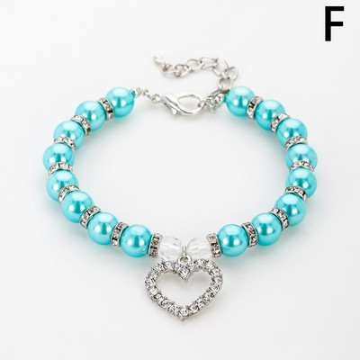 S/M/L 10 színben állítható fényes gyöngy gyöngy szív medál macska nyaklánc Elegáns kutyanyakörv dekor Party Festival kisállat ékszer lánc