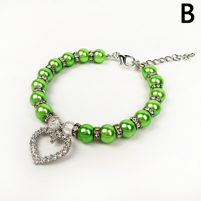 S/M/L 10 színben állítható fényes gyöngy gyöngy szív medál macska nyaklánc Elegáns kutyanyakörv dekor Party Festival kisállat ékszer lánc