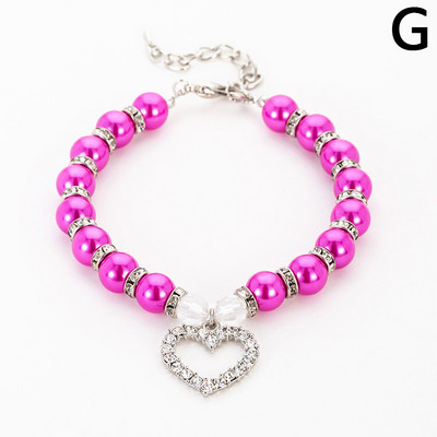 S/M/L 10 színben állítható fényes gyöngy gyöngy szív medál macska nyaklánc Elegáns kutyanyakörv dekor Party Festival kisállat ékszer lánc