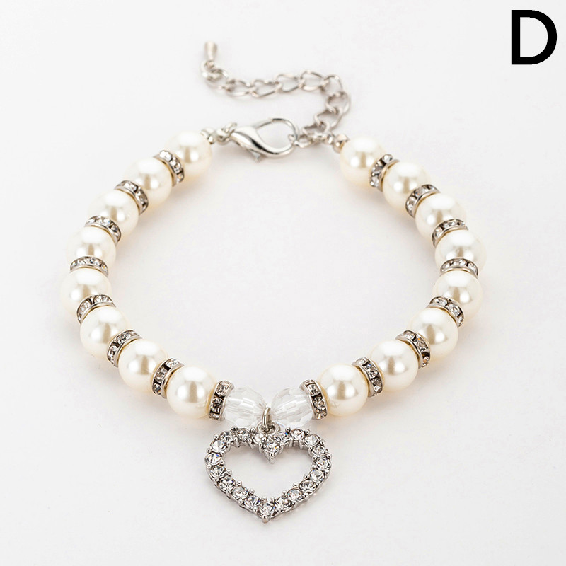 S/M/L 10Spalvų Reguliuojamas blizgus perlas karoliukas širdies pakabukas katės karoliai Elegantiškas šunų antkaklio dekoras vakarėlio festivalio naminių gyvūnėlių papuošalų grandinėlė