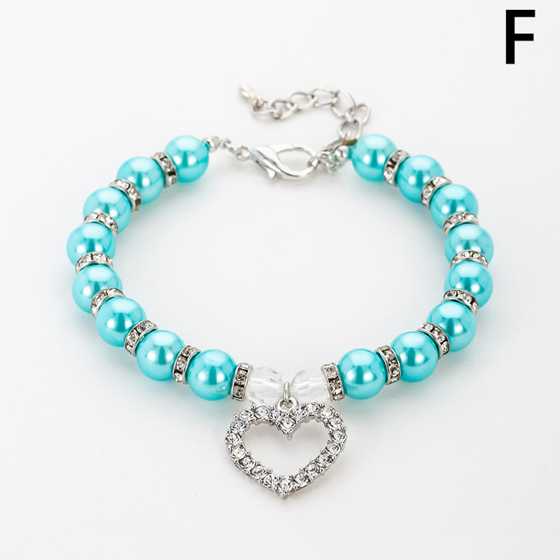 S/M/L 10Spalvų Reguliuojamas blizgus perlas karoliukas širdies pakabukas katės karoliai Elegantiškas šunų antkaklio dekoras vakarėlio festivalio naminių gyvūnėlių papuošalų grandinėlė