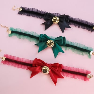 Mājdzīvnieku kaklasiksnas Kaķu kaklasiksnas suņiem Rotaslietas Mežģīnes Stretch bantes ar zvaniņiem Vintage Cute Salds Mājdzīvnieku aksesuāri Mājdzīvnieku piederumi Mājdzīvnieku preces