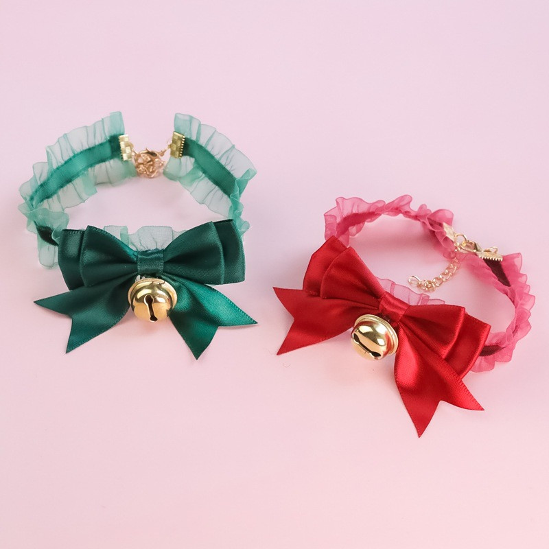 Kisállat nyakörvek Macska nyakörvek Kutya ékszerek Csipke Stretch masnik harangokkal Vintage aranyos édes kisállat kiegészítők kisállat kellékek kisállat termékek